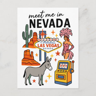 Treffe mich in Nevada Las Vegas Showgirl Esel Postkarte