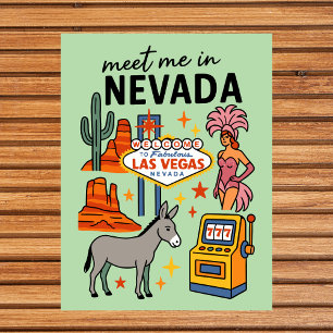 Treffe mich in Nevada Las Vegas Showgirl Retro Postkarte