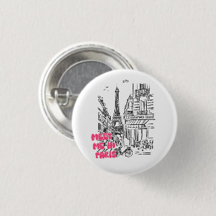 Treffe mich in Paris –  Französisches Café Eiffelt Button