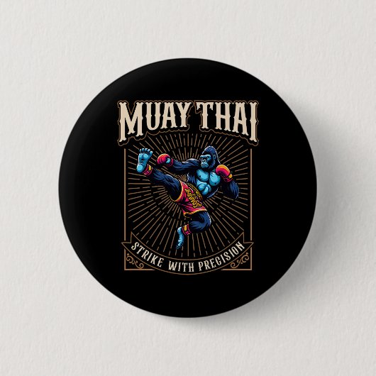 Treffe mit Präzision - Cooler Muay Thai Gorilla Ki Button (Vorderseite)