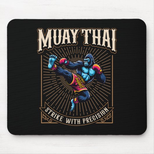 Treffe mit Präzision - Cooler Muay Thai Gorilla Ki Mousepad (Vorne)