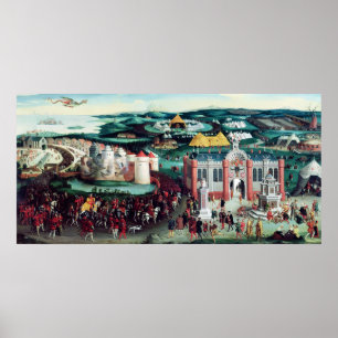 Treffen am Feld des Stoffes des Goldes Poster