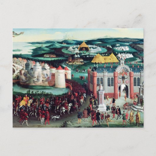 Treffen auf dem Feld des Tuchs aus Gold Postkarte (Vorderseite)