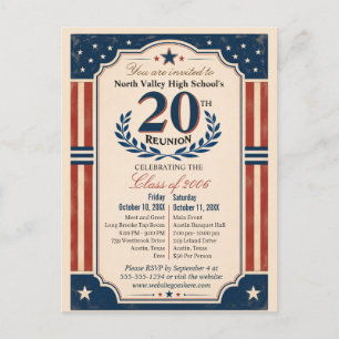 Treffen der 20. Abiturklasse Americana Rot Weiß Postkarte