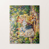 Treffen der Damen im Garten mit Cavalier Spaniel Puzzle (Vertikal)