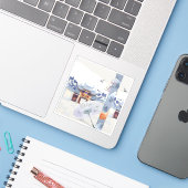 Treffen im Tempel: Der Seidenschirm Aufkleber (Laptop mit iPhone)