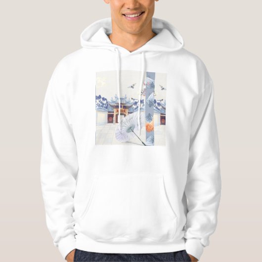 Treffen im Tempel: Der Seidenschirm Hoodie (Vorderseite)