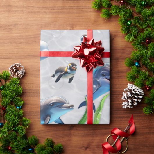 Treffen in den Dolphinarium-Umlaufbahnen Geschenkpapier (Feiertagsgeschenk)