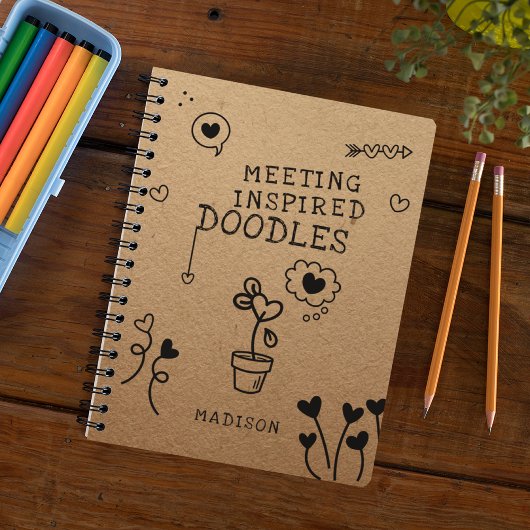 Treffen Inspiriert Doodles Office Funny Personalis Notizblock
