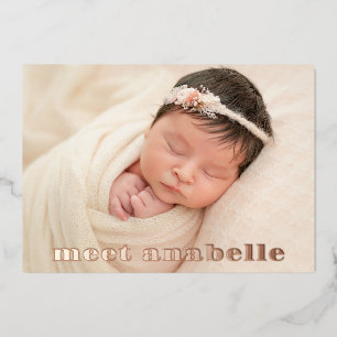 Treffen Sie Baby-Fotocollage Roségold Folieneinladung