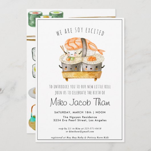 Treffen Sie das Baby | Sushi Baby Dusche Party Ein (Vorne/Hinten)