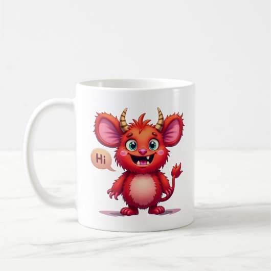 Treffen Sie das freundliche rote Monster Kaffeetasse (Links)