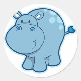 Treffen Sie den blauen Hippo! Runder Aufkleber