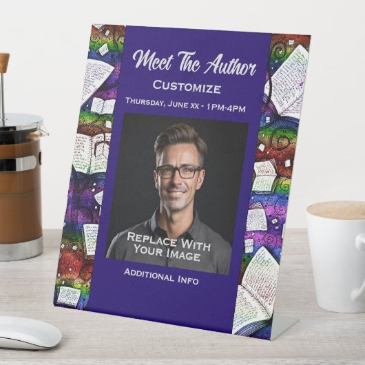 Treffen Sie die Autor-Regenbogenbücher Sockelschild (In Situ)