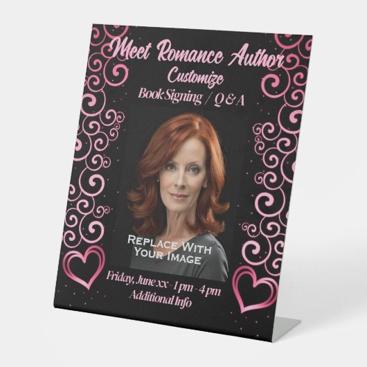 Treffen Sie die Autorenscrolling-Herzen Sockelschild (Vorderseite)