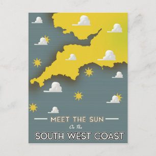 Treffen Sie die Sonne an der Ostküste Vintage-Schi Postkarte