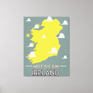 Treffen Sie die Sonne Irland Vintage-Reiseposter Leinwanddruck
