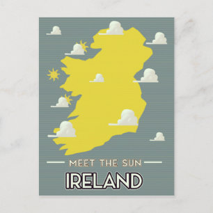 Treffen Sie die Sonne Irland Vintage-Reiseposter Postkarte