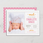 TREFFEN SIE IHRE moderne Geburtsankündigung Ankündigungspostkarte (Vorne/Hinten)