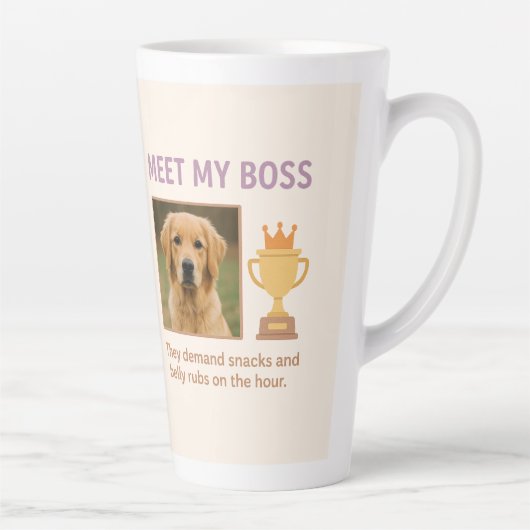 Treffen Sie mein Boss- Funny Custom Pet Foto Milchtasse (Rechts)