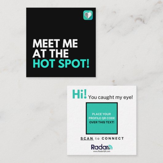 TREFFEN SIE MICH AM HEISSEN ORT QUADRATISCHE VISITENKARTE (Vorne/Hinten)