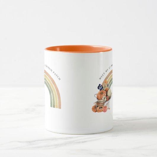 Treffen Sie mich am Pumpkin Patch | Herbst-Regenbo Tasse (Zentrum)