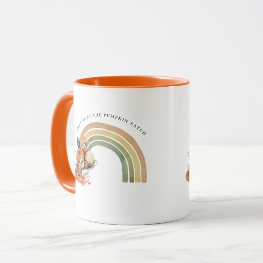 Treffen Sie mich am Pumpkin Patch | Herbst-Regenbo Tasse (Vorderseite Links)