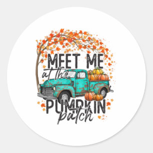 Treffen Sie mich am Pumpkin Patch Herbst Thanksgiv Runder Aufkleber