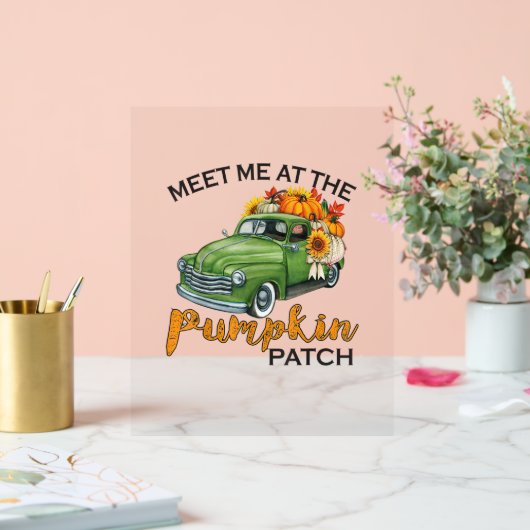 Treffen Sie mich am Pumpkin Patch Lieferwagen Fall Acrylschild (Hochzeit)