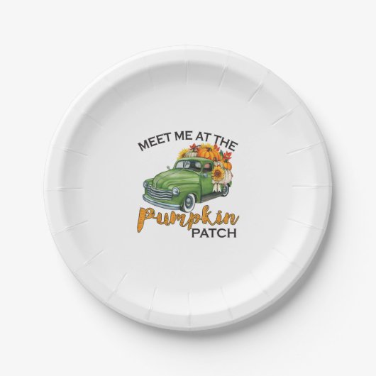 Treffen Sie mich am Pumpkin Patch Lieferwagen Fall Pappteller (Vorderseite)