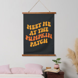 Treffen Sie mich am Pumpkin Patch Wandteppich Mit Holzrahmen