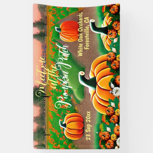 Treffen Sie mich auf Pumpkin Patch Herbstfarben Pu Banner (Vertikal)