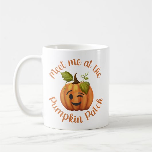 Treffen Sie mich beim Pumpkin Patch Fall Winking P Kaffeetasse (Links)