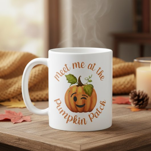 Treffen Sie mich beim Pumpkin Patch Fall Winking P Kaffeetasse