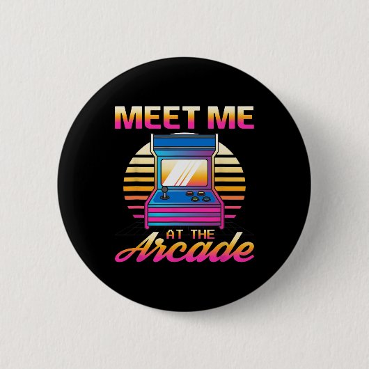 Treffen Sie mich im Arcade Gamer Vaporwave Retro V Button (Vorderseite)