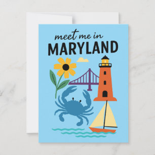 Treffen Sie mich im Maryland Leuchtturm Retro East Postkarte