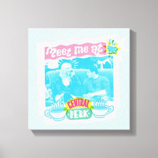 Treffen Sie mich im zentralen Perk Neon Graphic Leinwanddruck (Vorderseite)