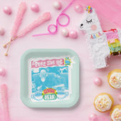 Treffen Sie mich im zentralen Perk Neon Graphic Pappteller (Party)