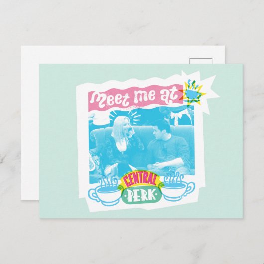 Treffen Sie mich im zentralen Perk Neon Graphic Postkarte (Vorne/Hinten)