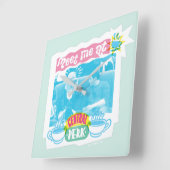 Treffen Sie mich im zentralen Perk Neon Graphic Quadratische Wanduhr (Winkel)