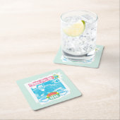 Treffen Sie mich im zentralen Perk Neon Graphic Rechteckiger Pappuntersetzer (Vor Ort)