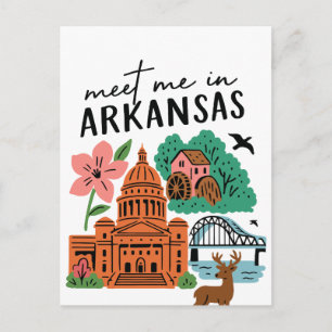 Treffen Sie mich in Arkansas Southern USA Doodle S Postkarte