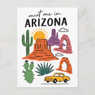 Treffen Sie mich in der Arizona-Wüstenkaktus-Rotfe Postkarte