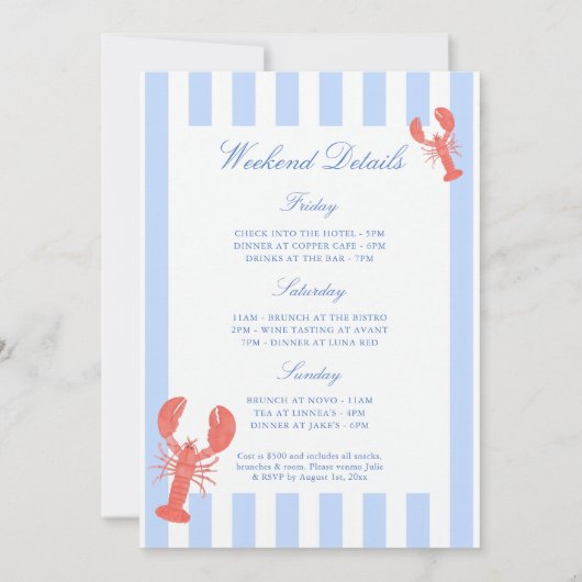 Treffen Sie mich in der Hamptons Lobster Bachelore Einladung (Rückseite)