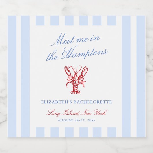 Treffen Sie mich in Hamptons Bachelorette Schaumweinetikett (Einzelnes Label)