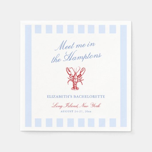 Treffen Sie mich in Hamptons Bachelorette Serviette (Vorderseite)