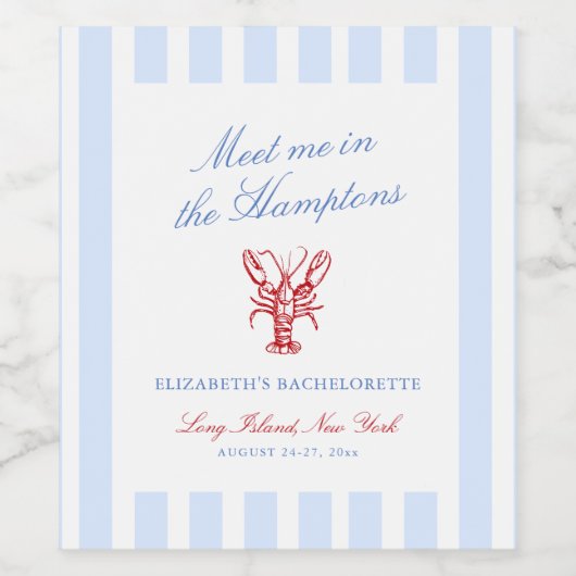 Treffen Sie mich in Hamptons Bachelorette Weinetikett (Einzelnes Label)
