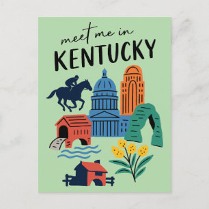 Treffen Sie mich in Kentucky Retro Bluegrass Staat Postkarte