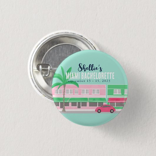 Treffen Sie mich in Miami Bachelorette Button (Vorne & Hinten)