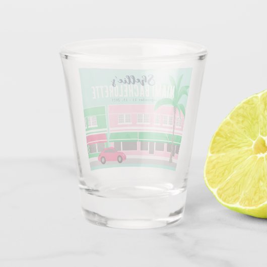 Treffen Sie mich in Miami Bachelorette Schnapsglas (Rückseite)